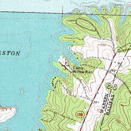 Topographic Map of Camp Willow Run, NC