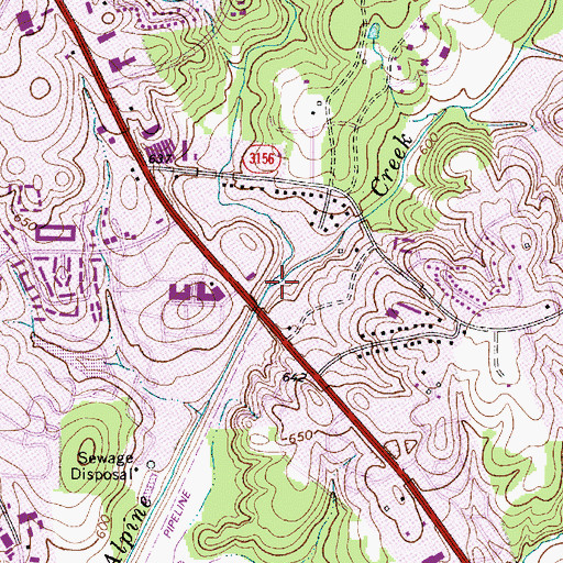 Topographic Map of Campbell Creek, NC