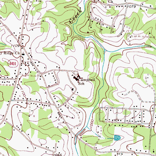 Topographic Map of Clyde Campbell Elementary School, NC