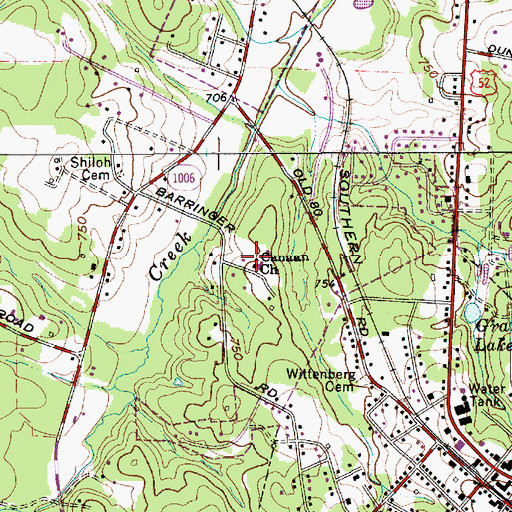 Topographic Map of Canaan Church, NC