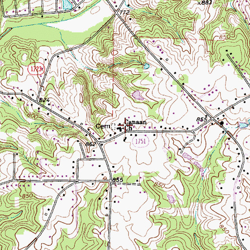 Topographic Map of Canaan Methodist Church, NC