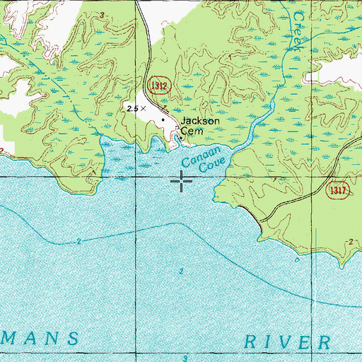 Topographic Map of Canaan Cove, NC