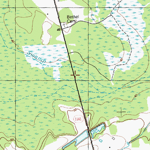 Topographic Map of Cane Break Bridges, NC