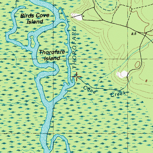 Topographic Map of Cane Creek, NC