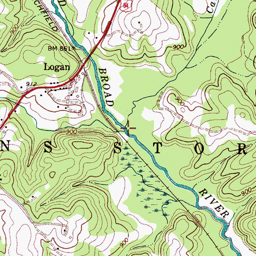 Topographic Map of Cane Creek, NC