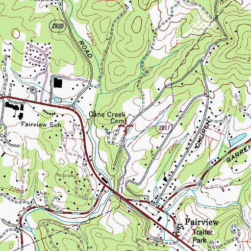 Topographic Map of Cane Creek Cemetery, NC