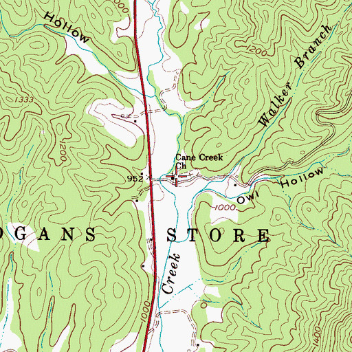 Topographic Map of Cane Creek Church, NC