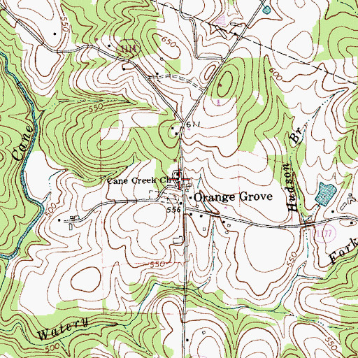 Topographic Map of Cane Creek Church, NC