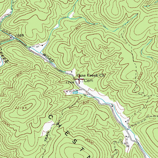 Topographic Map of Cane Creek Church, NC
