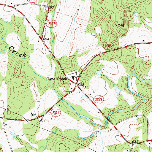 Topographic Map of Cane Creek School, NC