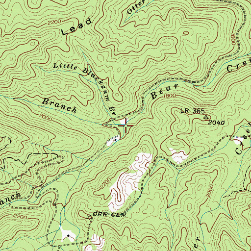 Topographic Map of Caney Branch, NC