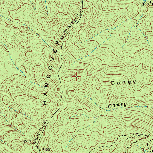 Topographic Map of Caney Lead, NC