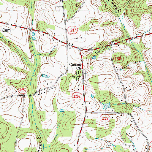 Topographic Map of Canton Church, NC