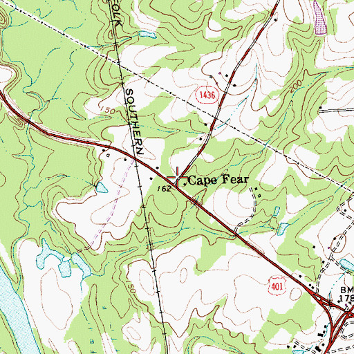 Topographic Map of Cape Fear, NC