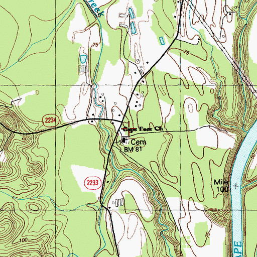 Topographic Map of Cape Fear Church, NC