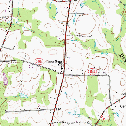 Topographic Map of Cape Fear Church, NC