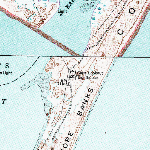 Topographic Map of Cape Lookout Lighthouse, NC
