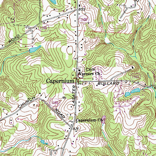 Topographic Map of Capernium, NC