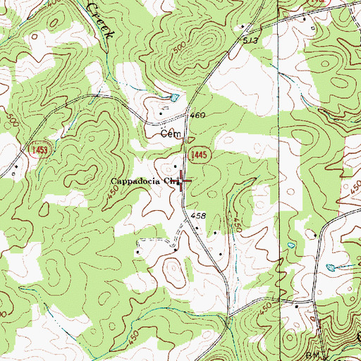 Topographic Map of Cappadocia Church, NC