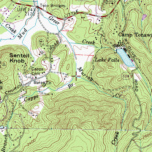 Topographic Map of Capps Branch, NC