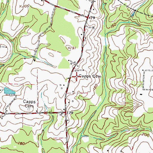 Topographic Map of Capps Cemetery, NC