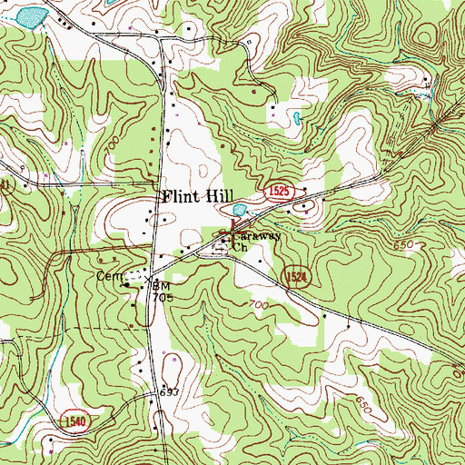 Topographic Map of Caraway Church, NC