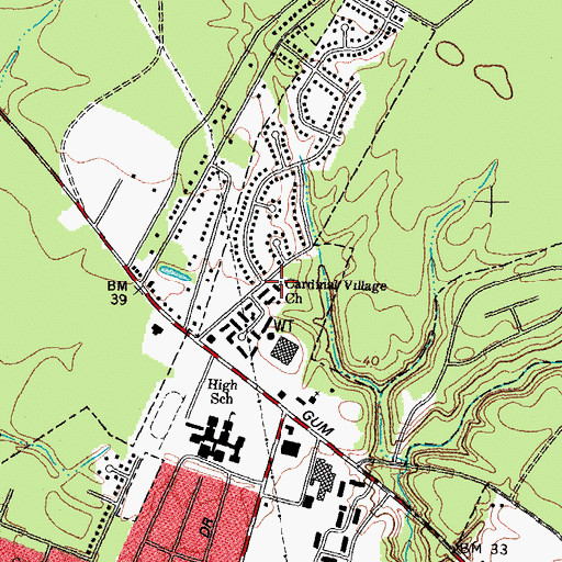Topographic Map of Cardinal Village Church, NC