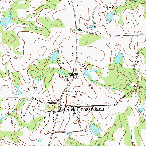 Topographic Map of Carey Church, NC