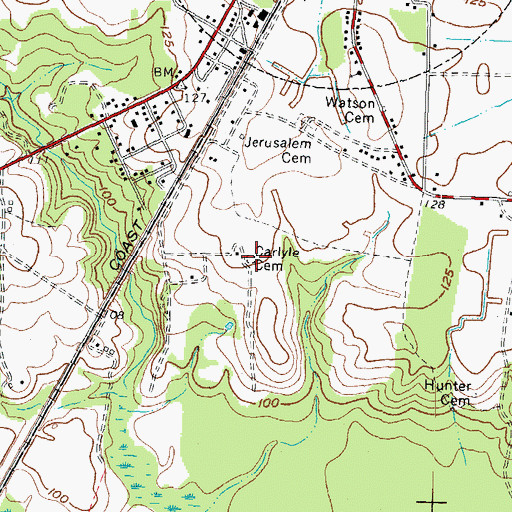Topographic Map of Carlyle Cemetery, NC
