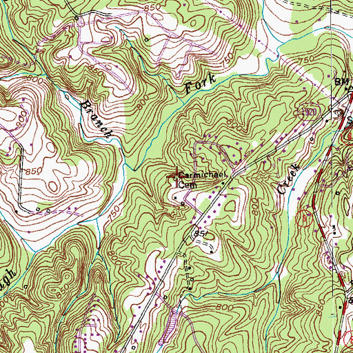 Topographic Map of Carmichael Cemetery, NC