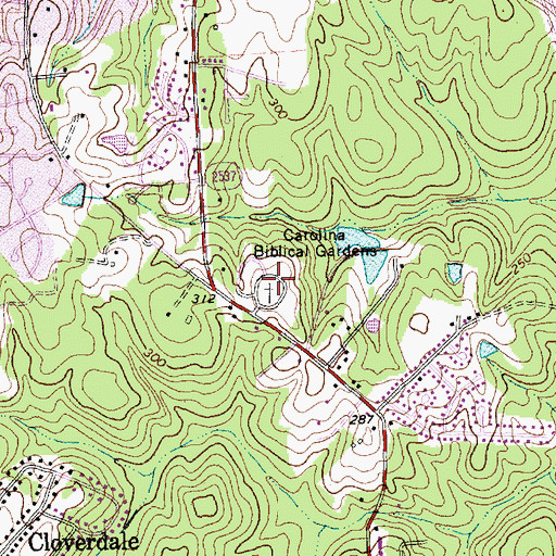 Topographic Map of Carolina Biblical Gardens, NC
