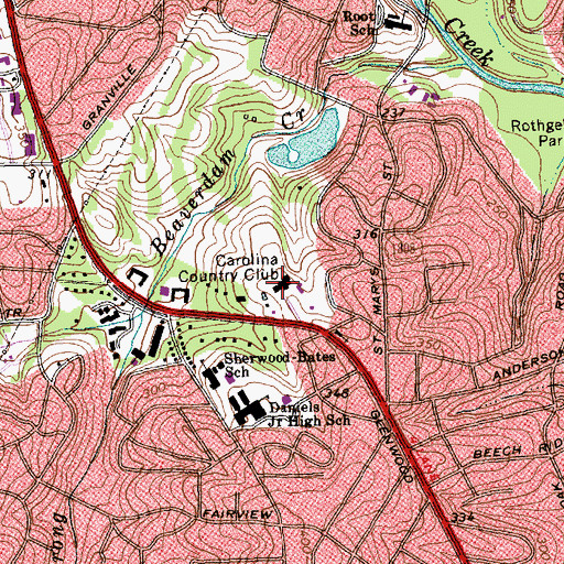 Topographic Map of Carolina Country Club, NC