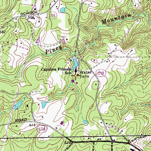 Topographic Map of Carolina Friends School, NC