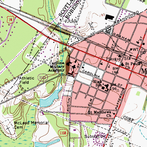 Topographic Map of Carolina Military Academy (historical), NC