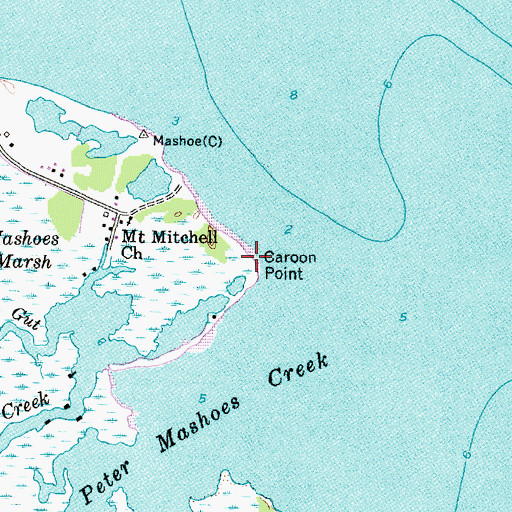 Topographic Map of Caroon Point, NC