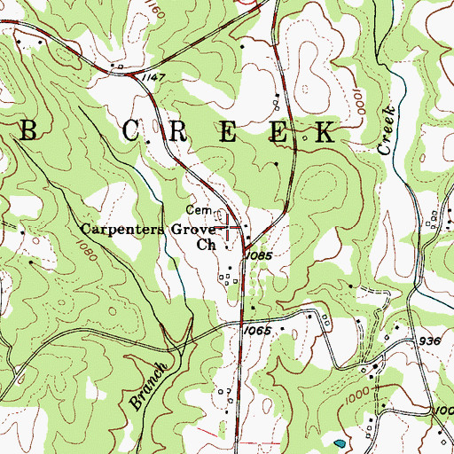 Topographic Map of Carpenters Grove Church, NC