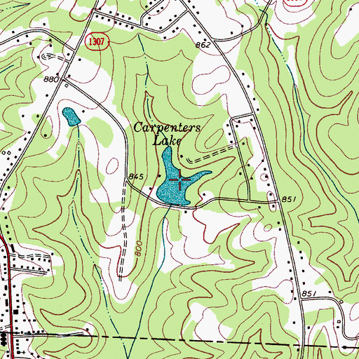 Topographic Map of Carpenters Lake, NC