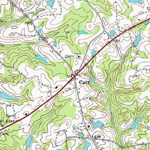 Topographic Map of Carr, NC