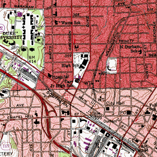 Topographic Map of Carr Middle School, NC