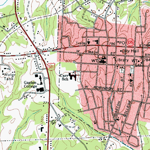 Topographic Map of Carr School, NC