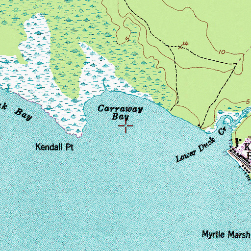 Topographic Map of Carraway Bay, NC