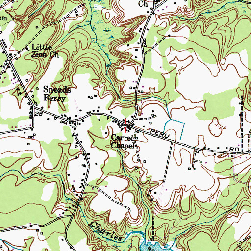 Topographic Map of Carrel Chapel, NC