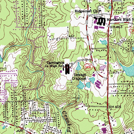 Topographic Map of Carrington Middle School, NC