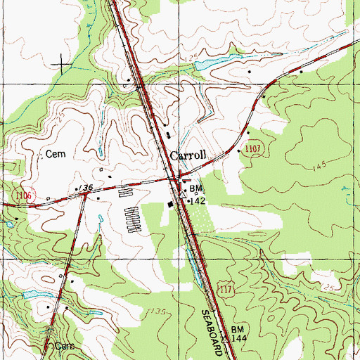 Topographic Map of Carroll, NC