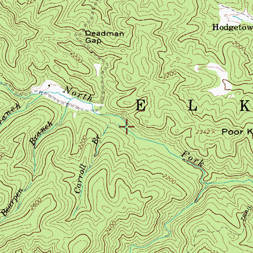 Topographic Map of Carroll Branch, NC