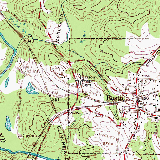Topographic Map of Carson Chapel, NC