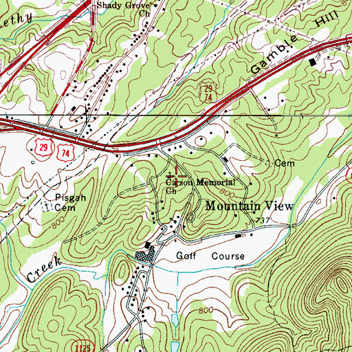 Topographic Map of Carson Memorial Church, NC