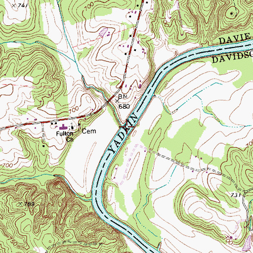 Topographic Map of Fulton Creek, NC