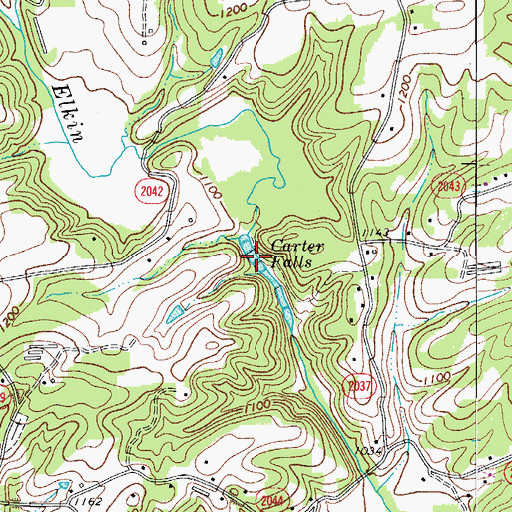 Topographic Map of Carter Falls, NC