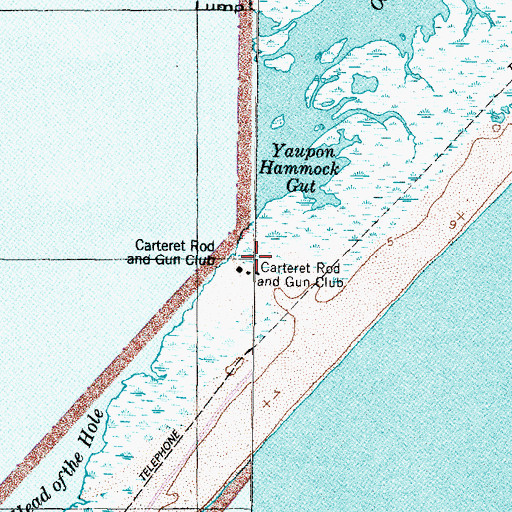 Topographic Map of Carteret Rod and Gun Club, NC